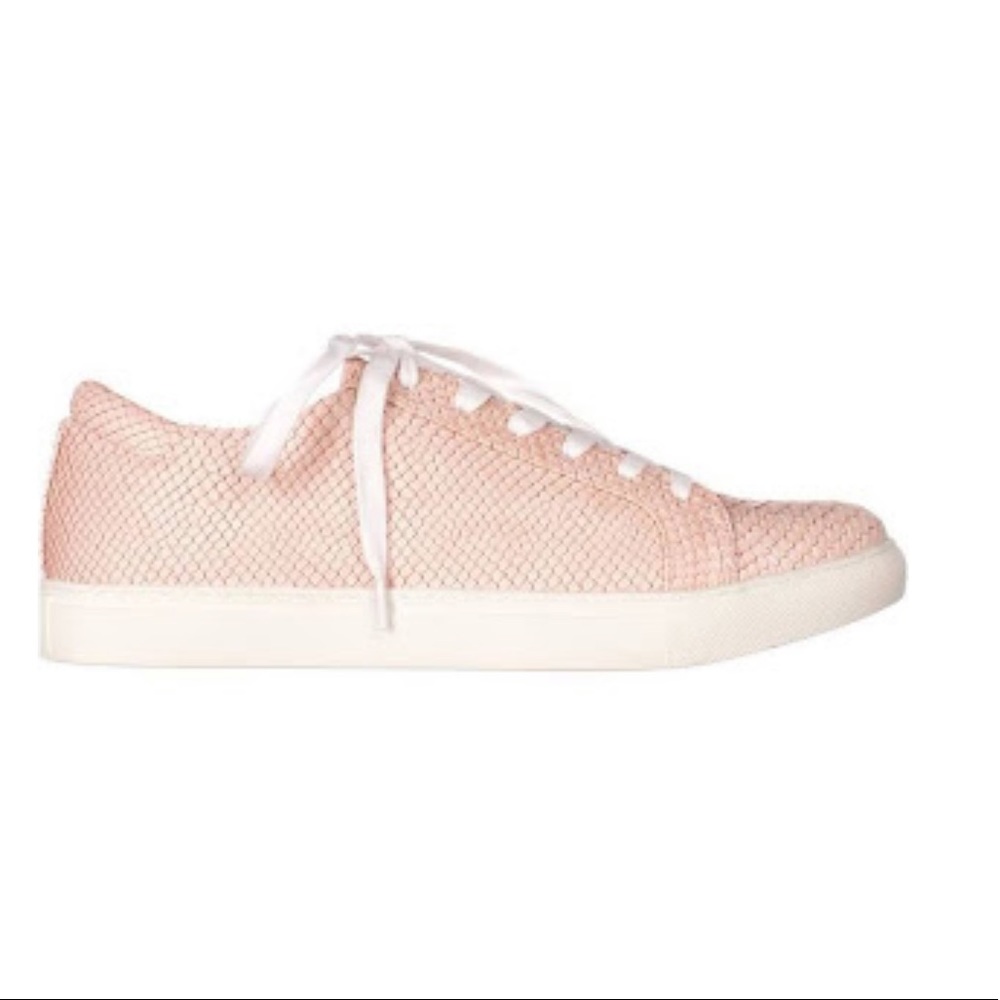Blush Snake Embossed Low Top Lace Up Sneakers - Picture 6 of 7